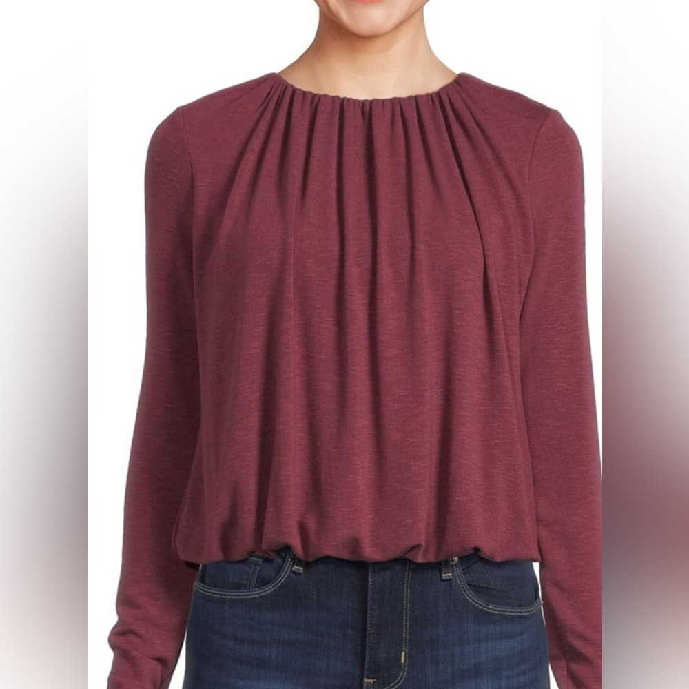 Michael Stars Sona Bubble Top in Beetroot. Current season style.